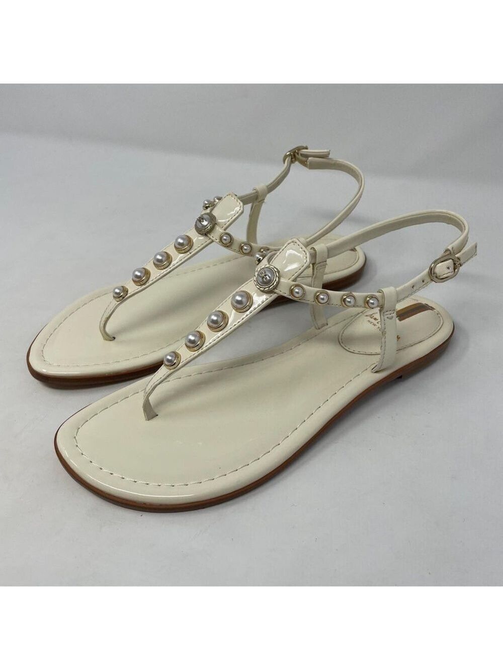 Sam Edelman Gigi Patent Pearl Embellished Thong T- Strap Sandals - NWT - Picture 8 of 11